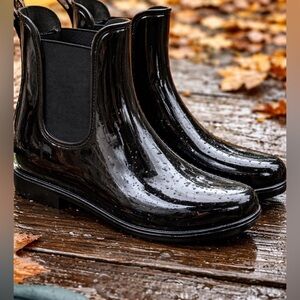 Lauren Ralph Lauren Tally Bo Rai Black Pull On Ankle Rain Boots Womens Size 6 B